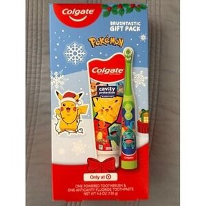 Colgate Pokemon Toothbrush Set Kids‎ OS Blue NEW Powered Gift Pack Pikachu